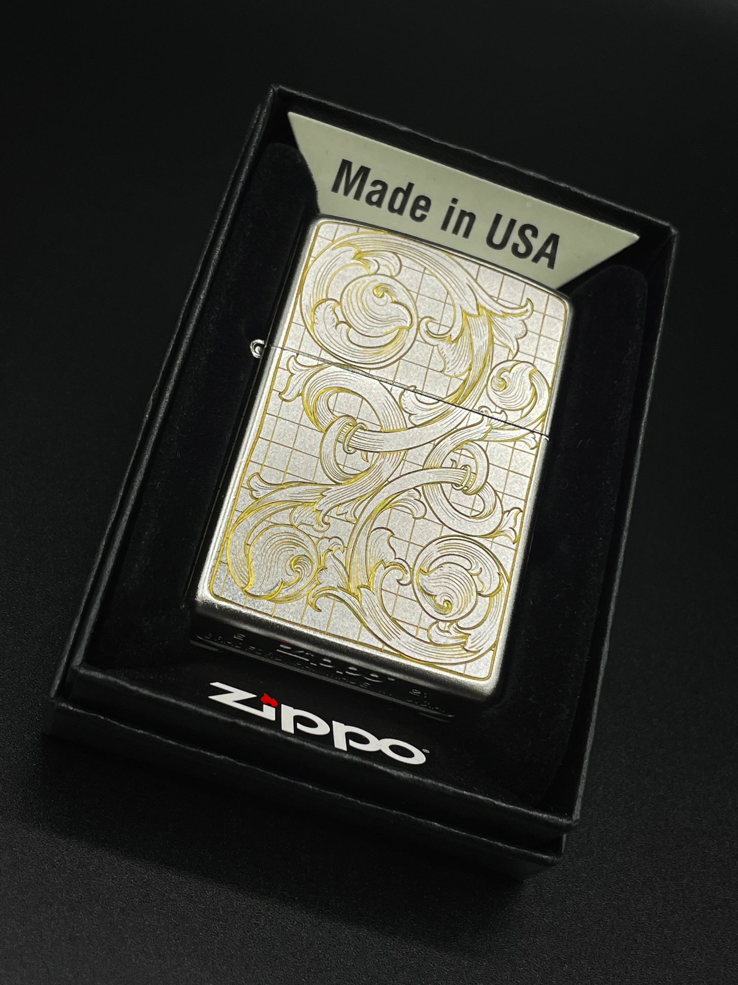 Chrome lighter Hand Engraved