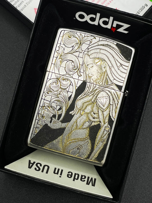 Chrome lighter Hand Engraved